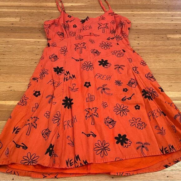 Collusion asos orange tropical fun print dress - Picture 6 of 9